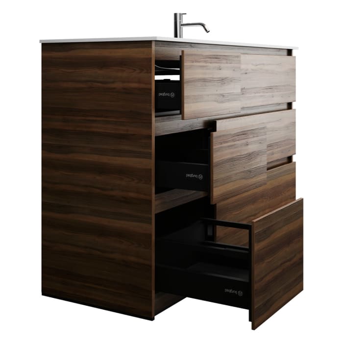 burgbad Lin20 Waschtischunterschrank mit Mineralguss-Waschtisch 122 cm, 6 Auszüge, rechts