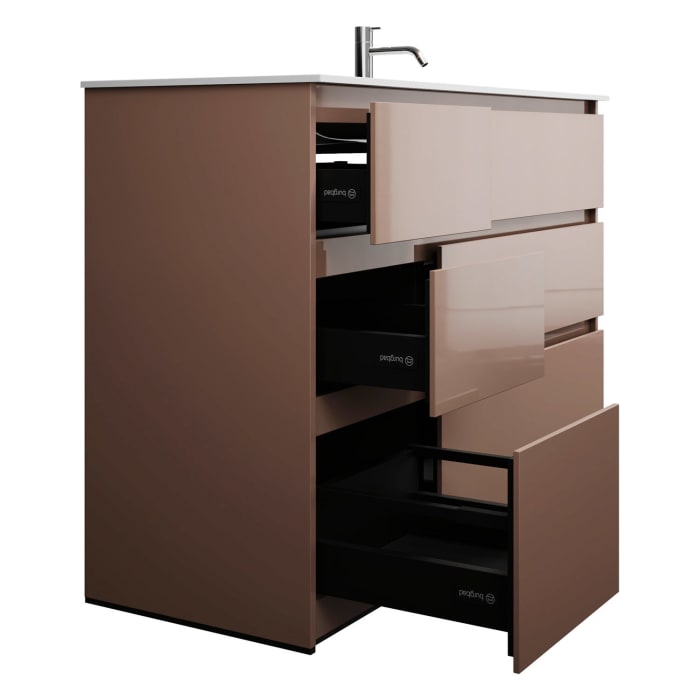 burgbad Lin20 Waschtischunterschrank mit Mineralguss-Waschtisch 122 cm, 6 Auszüge, rechts