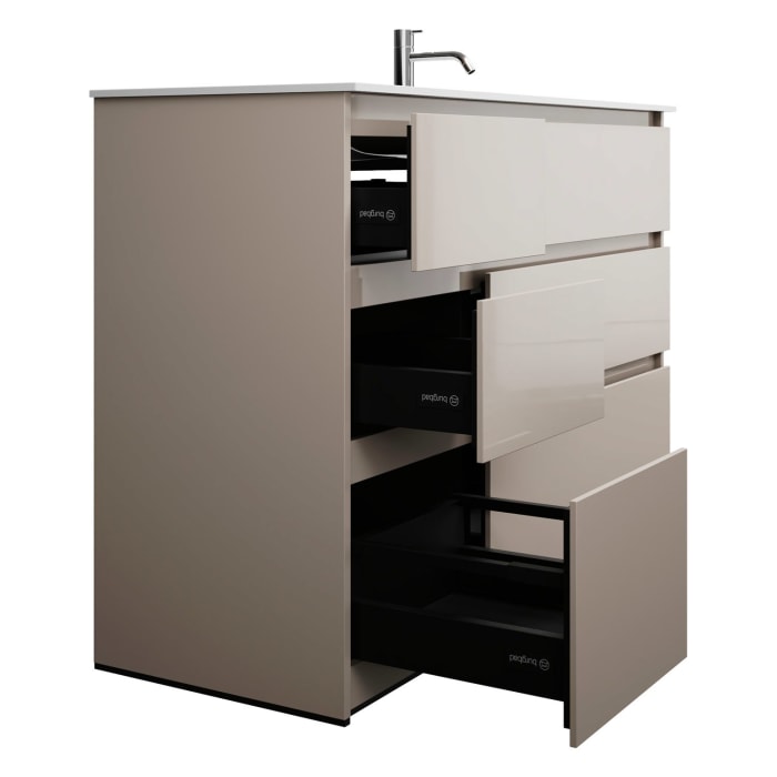 burgbad Lin20 Waschtischunterschrank mit Mineralguss-Waschtisch 122 cm, 6 Auszüge, rechts