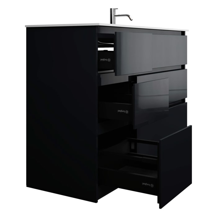 burgbad Lin20 Waschtischunterschrank mit Mineralguss-Waschtisch 122 cm, 6 Auszüge, rechts