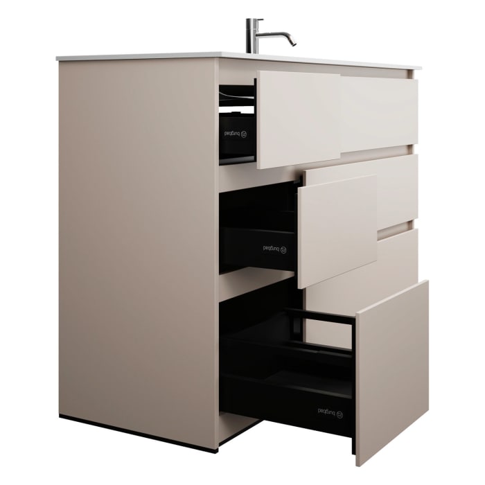 burgbad Lin20 Waschtischunterschrank mit Mineralguss-Waschtisch 122 cm, 6 Auszüge, rechts