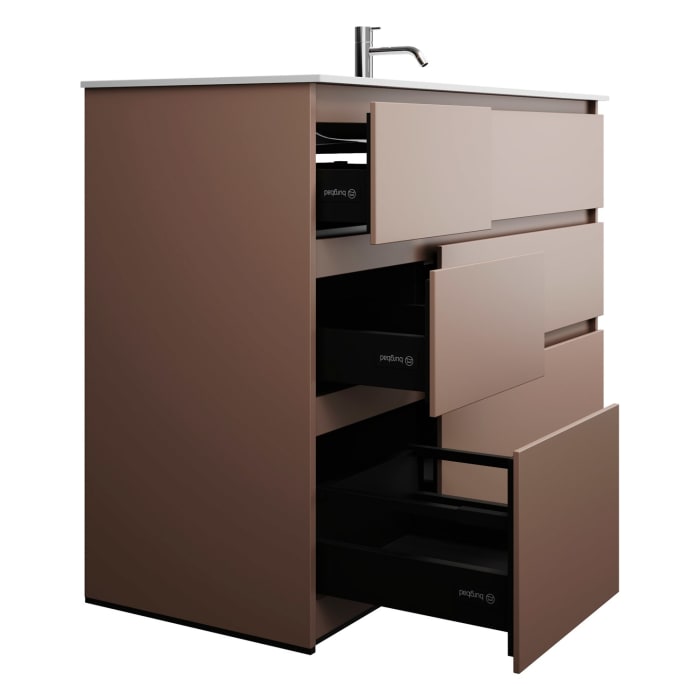 burgbad Lin20 Waschtischunterschrank mit Mineralguss-Waschtisch 122 cm, 6 Auszüge, rechts