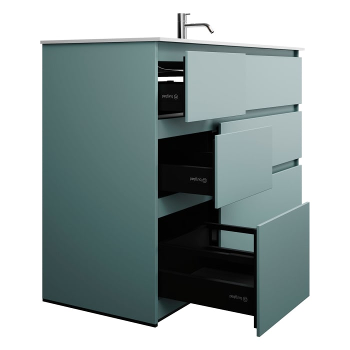 burgbad Lin20 Waschtischunterschrank mit Mineralguss-Waschtisch 122 cm, 6 Auszüge, rechts