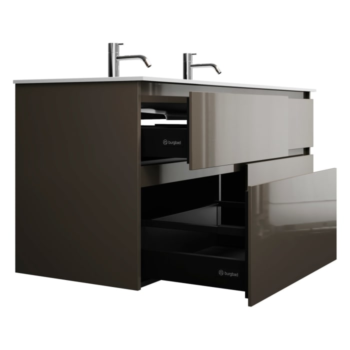 burgbad Lin20 Waschtischunterschrank mit Mineralguss-Waschtisch 142 cm, 4 Auszüge