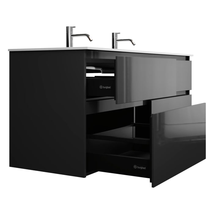 burgbad Lin20 Waschtischunterschrank mit Mineralguss-Waschtisch 142 cm, 4 Auszüge