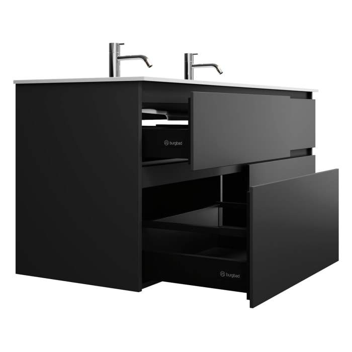 burgbad Lin20 Waschtischunterschrank mit Mineralguss-Waschtisch 142 cm, 4 Auszüge