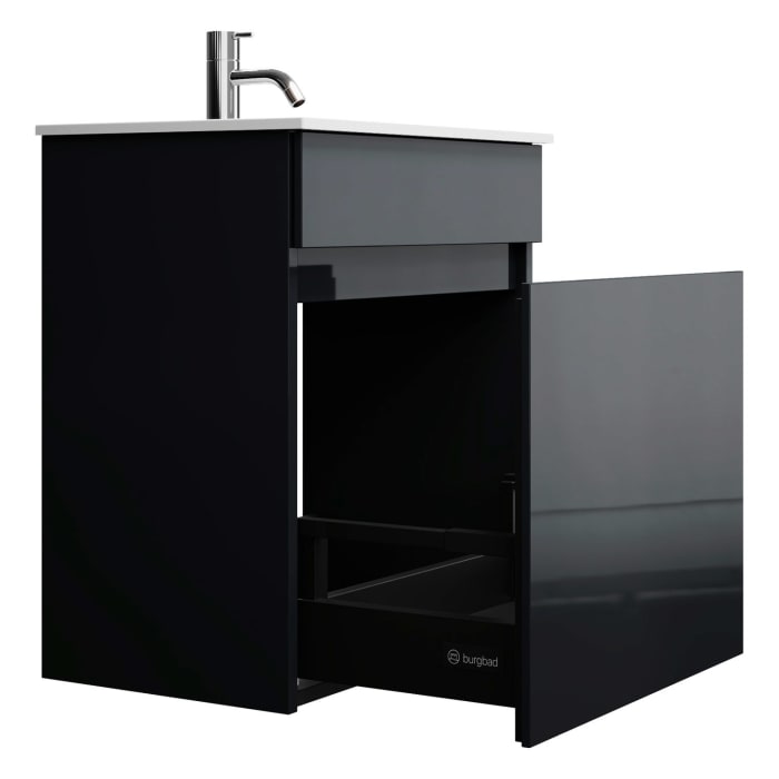 burgbad Lin20 Waschtischunterschrank mit Mineralguss-Waschtisch 52 cm, 1 Auszug