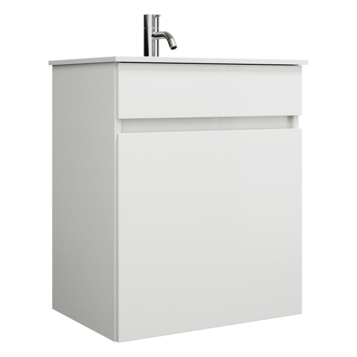 burgbad Lin20 Waschtischunterschrank mit Mineralguss-Waschtisch 52 cm, 1 Auszug