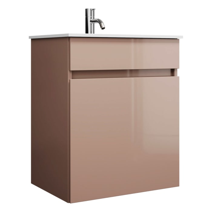 burgbad Lin20 Waschtischunterschrank mit Mineralguss-Waschtisch 52 cm, 1 Auszug