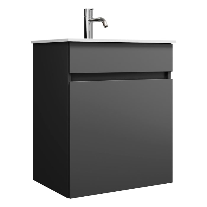 burgbad Lin20 Waschtischunterschrank mit Mineralguss-Waschtisch 52 cm, 1 Auszug