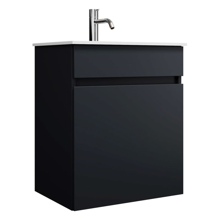 burgbad Lin20 Waschtischunterschrank mit Mineralguss-Waschtisch 52 cm, 1 Auszug