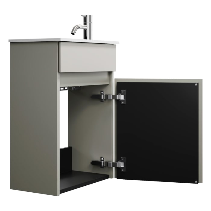 burgbad Lin20 Waschtischunterschrank mit Mineralguss-Waschtisch 42 cm, 1 Tür, links