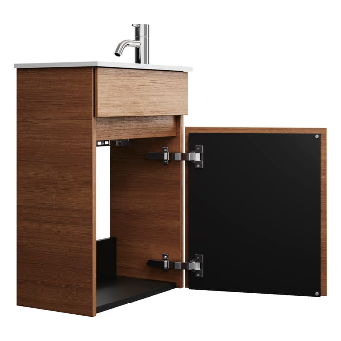 burgbad Lin20 Waschtischunterschrank mit Mineralguss-Waschtisch 42 cm, 1 Tür, links