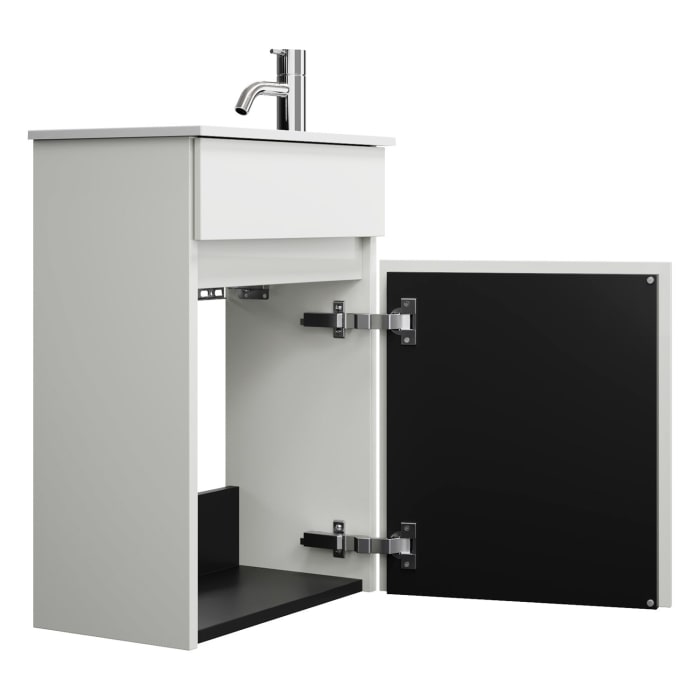 burgbad Lin20 Waschtischunterschrank mit Mineralguss-Waschtisch 42 cm, 1 Tür, links