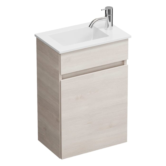 burgbad Lin20 Waschtischunterschrank mit Mineralguss-Waschtisch 42 cm, 1 Tür, links