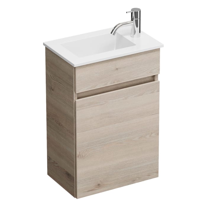 burgbad Lin20 Waschtischunterschrank mit Mineralguss-Waschtisch 42 cm, 1 Tür, links