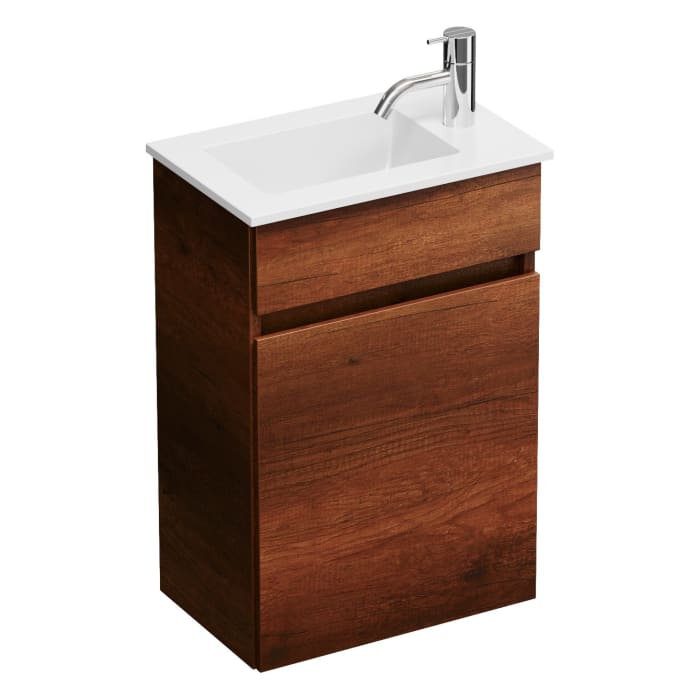 burgbad Lin20 Waschtischunterschrank mit Mineralguss-Waschtisch 42 cm, 1 Tür, links