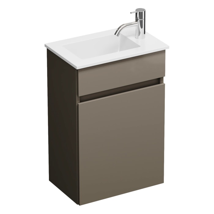 burgbad Lin20 Waschtischunterschrank mit Mineralguss-Waschtisch 42 cm, 1 Tür, links