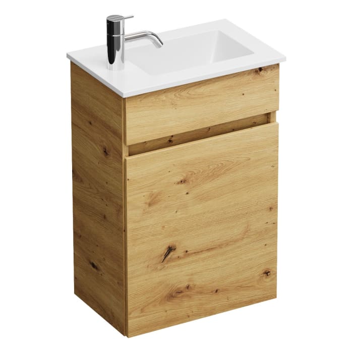 burgbad Lin20 Waschtischunterschrank mit Mineralguss-Waschtisch 42 cm, 1 Tür, rechts