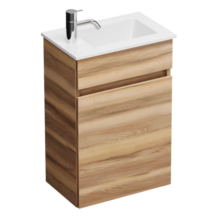 burgbad Lin20 Waschtischunterschrank mit Mineralguss-Waschtisch 42 cm, 1 Tür, rechts