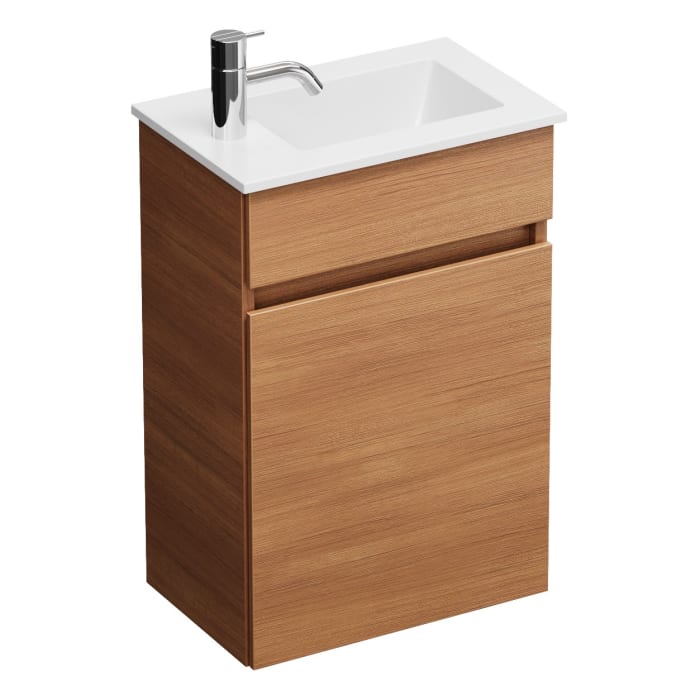 burgbad Lin20 Waschtischunterschrank mit Mineralguss-Waschtisch 42 cm, 1 Tür, rechts