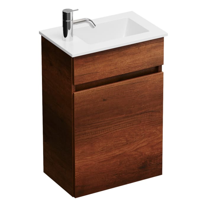 burgbad Lin20 Waschtischunterschrank mit Mineralguss-Waschtisch 42 cm, 1 Tür, rechts