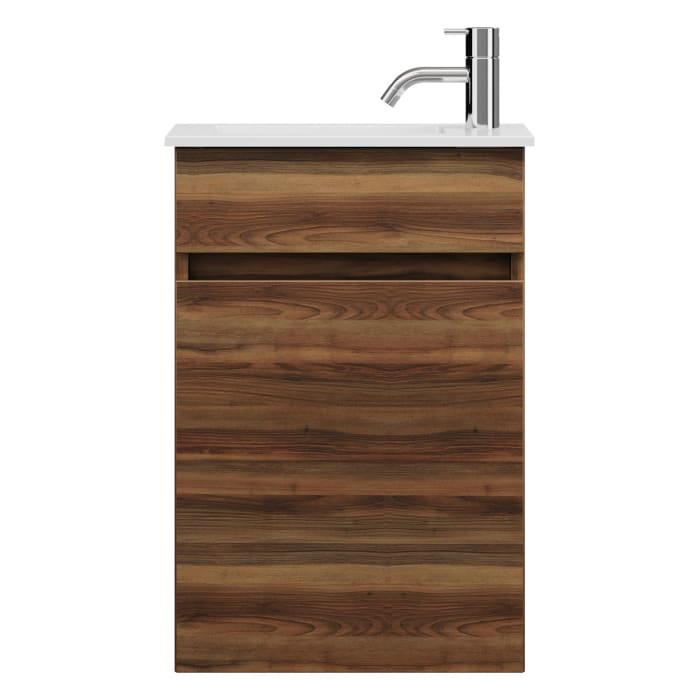 burgbad Lin20 Waschtischunterschrank mit Mineralguss-Waschtisch 42 cm, 1 Tür, links