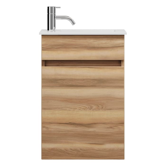 burgbad Lin20 Waschtischunterschrank mit Mineralguss-Waschtisch 42 cm, 1 Tür, rechts