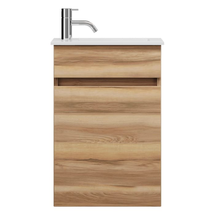 burgbad Lin20 Waschtischunterschrank mit Mineralguss-Waschtisch 42 cm, 1 Tür, rechts