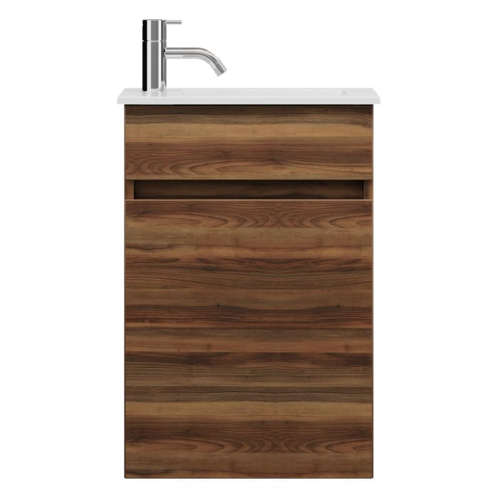 burgbad Lin20 Waschtischunterschrank mit Mineralguss-Waschtisch 42 cm, 1 Tür, rechts