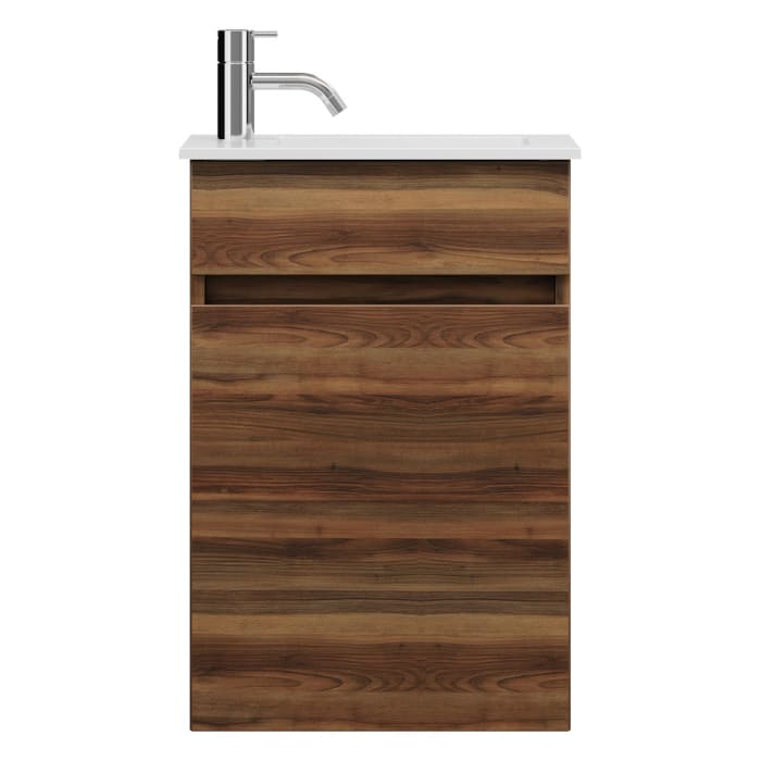 burgbad Lin20 Waschtischunterschrank mit Mineralguss-Waschtisch 42 cm, 1 Tür, rechts