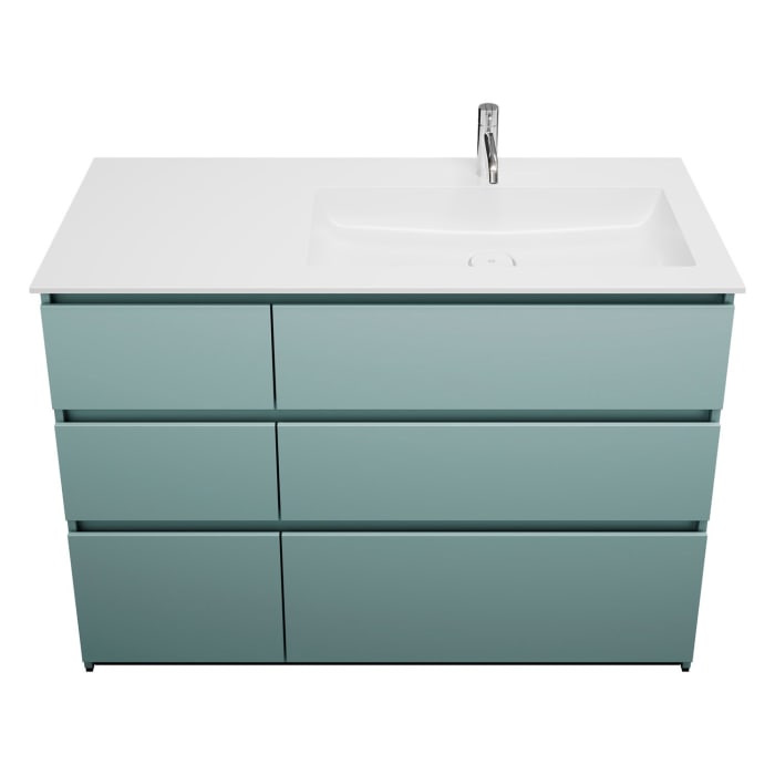 burgbad Lin20 Waschtischunterschrank mit Mineralguss-Waschtisch 122 cm, 6 Auszüge, rechts