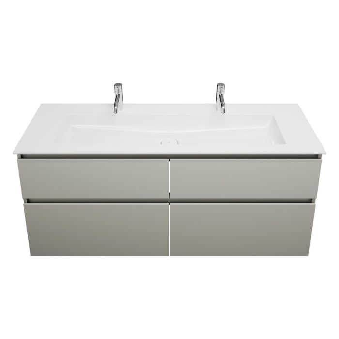 burgbad Lin20 Waschtischunterschrank mit Mineralguss-Waschtisch 142 cm, 4 Auszüge