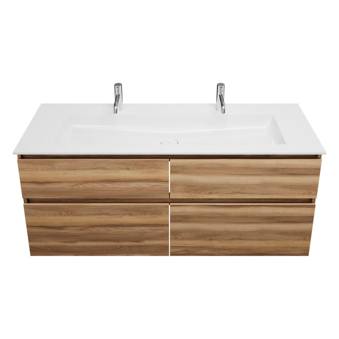 burgbad Lin20 Waschtischunterschrank mit Mineralguss-Waschtisch 142 cm, 4 Auszüge