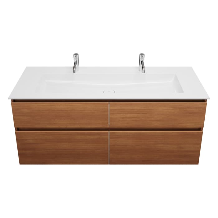 burgbad Lin20 Waschtischunterschrank mit Mineralguss-Waschtisch 142 cm, 4 Auszüge