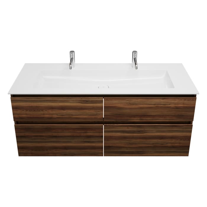 burgbad Lin20 Waschtischunterschrank mit Mineralguss-Waschtisch 142 cm, 4 Auszüge