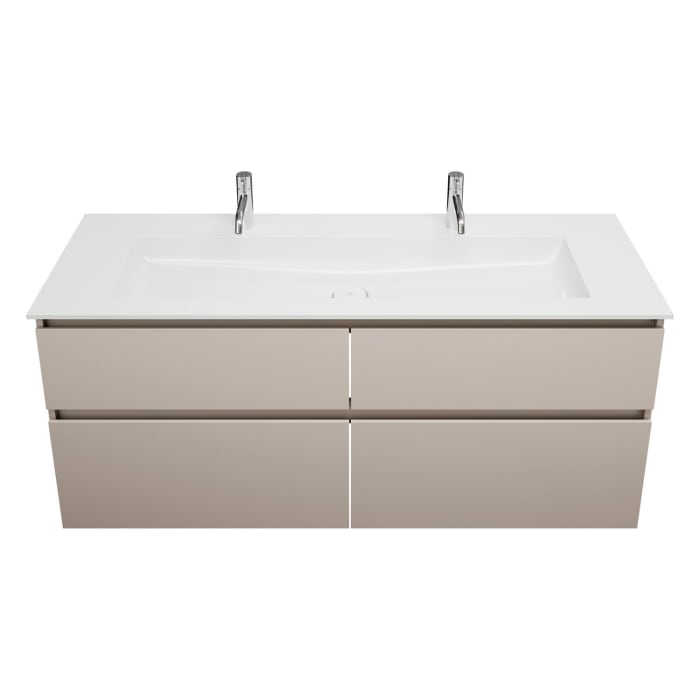 burgbad Lin20 Waschtischunterschrank mit Mineralguss-Waschtisch 142 cm, 4 Auszüge