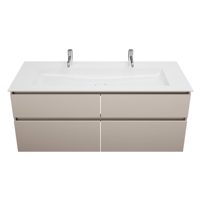 burgbad Lin20 Waschtischunterschrank mit Mineralguss-Waschtisch 142 cm, 4 Auszüge