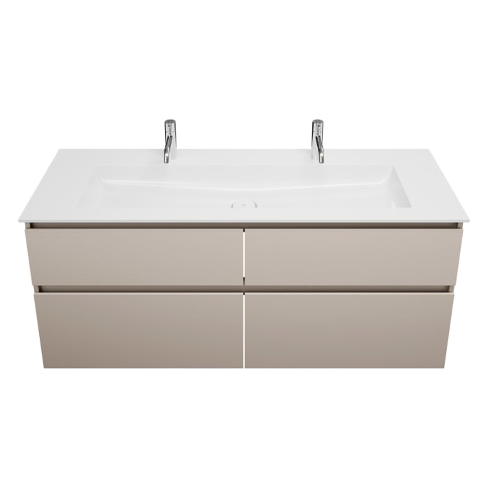 burgbad Lin20 Waschtischunterschrank mit Mineralguss-Waschtisch 142 cm, 4 Auszüge