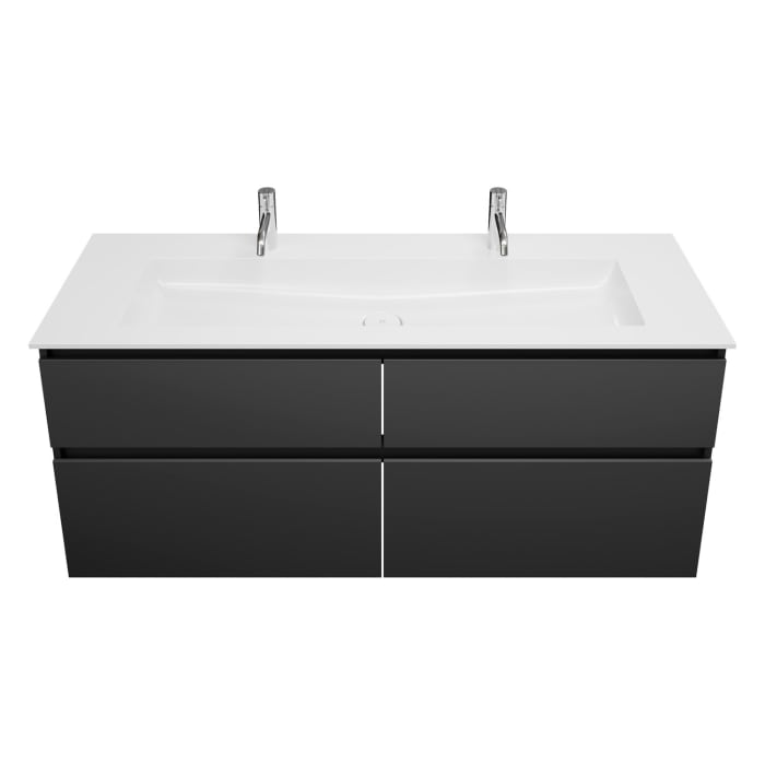 burgbad Lin20 Waschtischunterschrank mit Mineralguss-Waschtisch 142 cm, 4 Auszüge