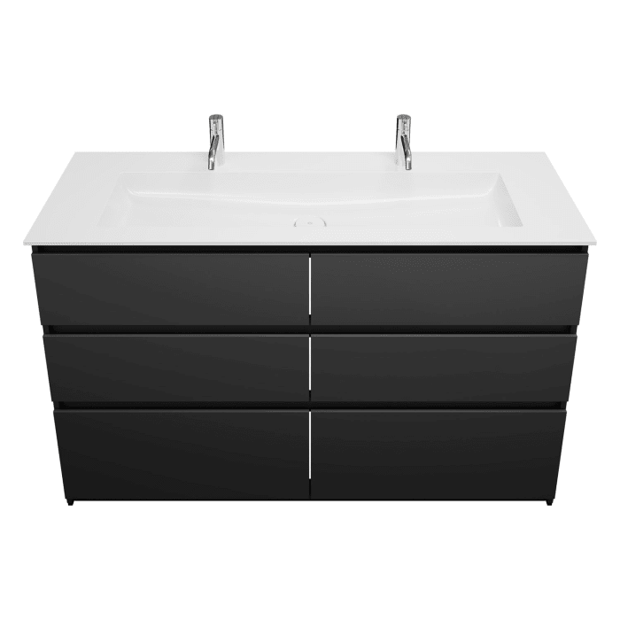 burgbad Lin20 Waschtischunterschrank mit Mineralguss-Waschtisch 142 cm, 6 Auszüge