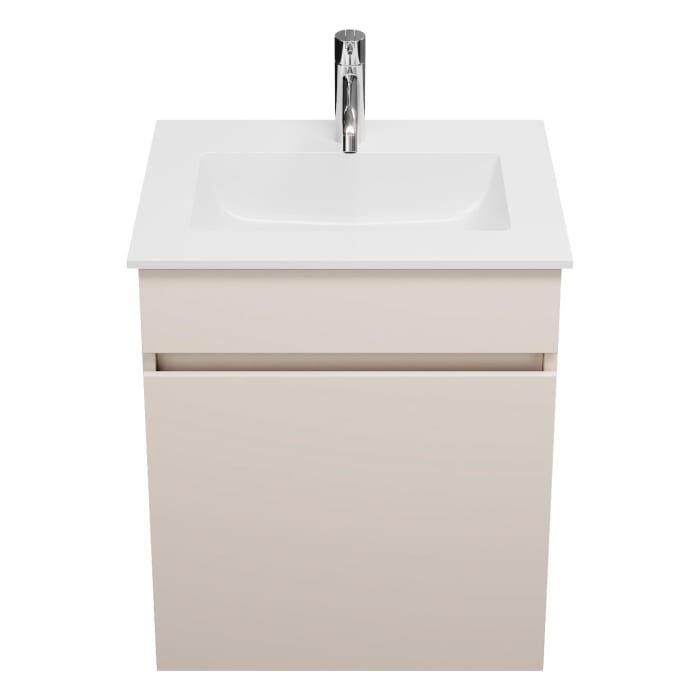 burgbad Lin20 Waschtischunterschrank mit Mineralguss-Waschtisch 52 cm, 1 Auszug