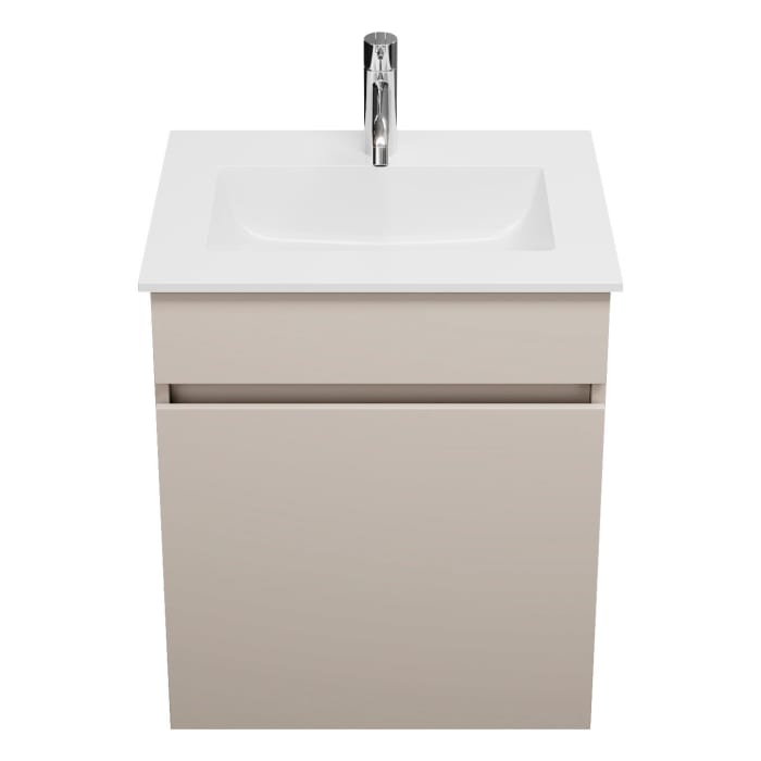 burgbad Lin20 Waschtischunterschrank mit Mineralguss-Waschtisch 52 cm, 1 Auszug