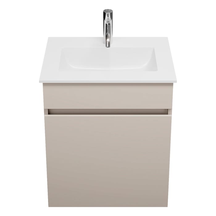 burgbad Lin20 Waschtischunterschrank mit Mineralguss-Waschtisch 52 cm, 1 Auszug