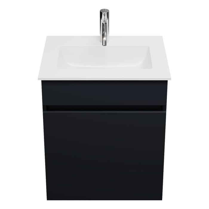 burgbad Lin20 Waschtischunterschrank mit Mineralguss-Waschtisch 52 cm, 1 Auszug