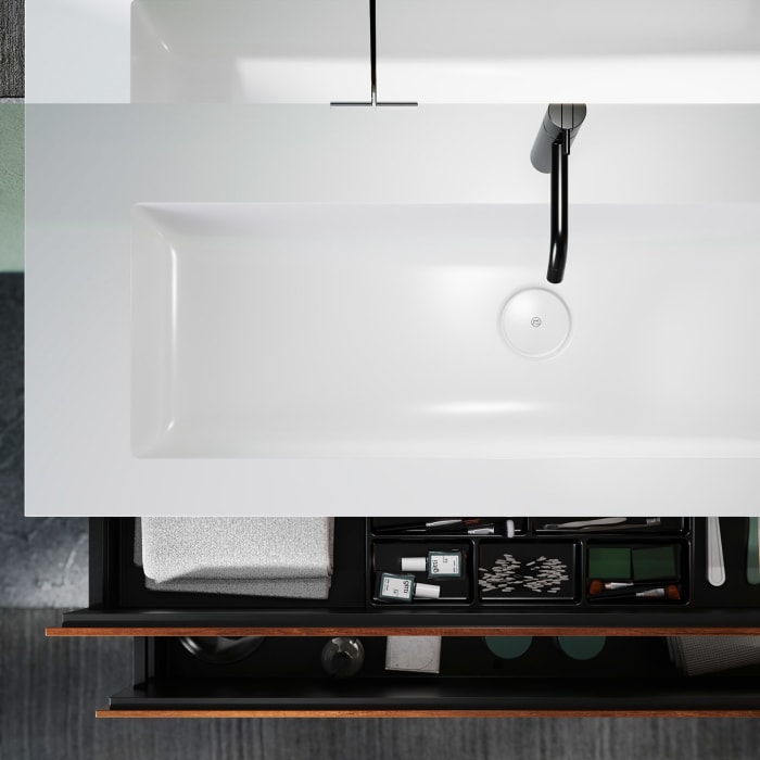 burgbad Lin20 Waschtischunterschrank mit Mineralguss-Waschtisch 122 cm, 2 Auszüge