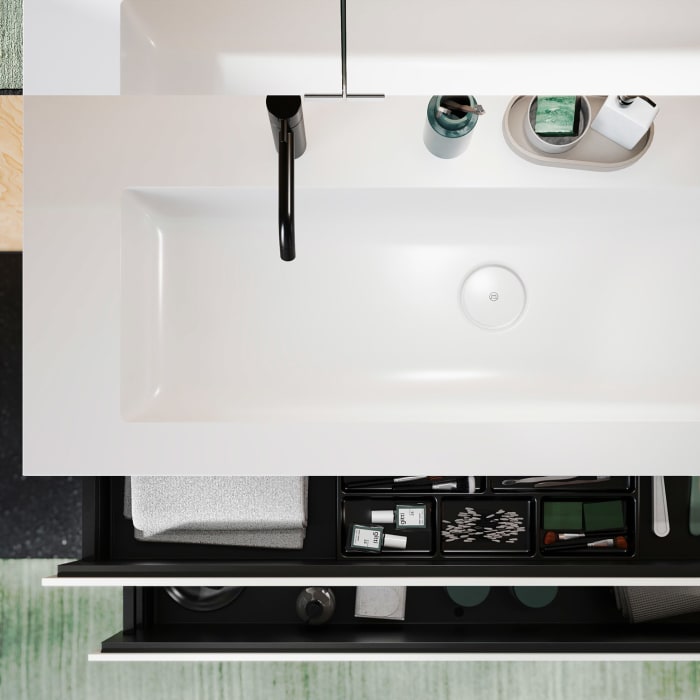 burgbad Lin20 Waschtischunterschrank mit Mineralguss-Waschtisch 122 cm, 2 Auszüge