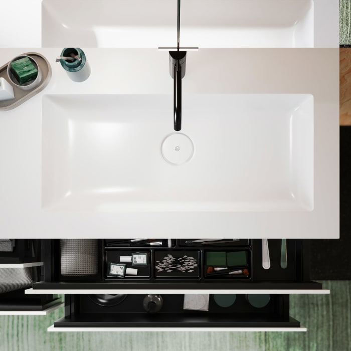 burgbad Lin20 Waschtischunterschrank mit Mineralguss-Waschtisch 122 cm, 4 Auszüge, rechts