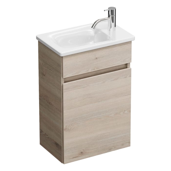 burgbad Lin20 Waschtischunterschrank mit Keramik-Waschtisch 43 cm, 1 Tür, links