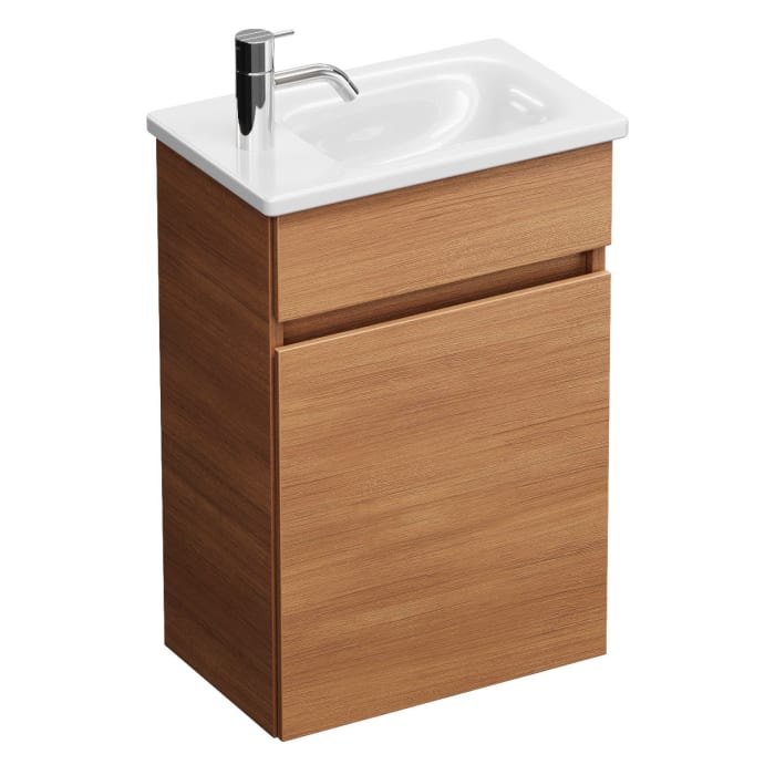 burgbad Lin20 Waschtischunterschrank mit Keramik-Waschtisch 43 cm, 1 Tür, rechts